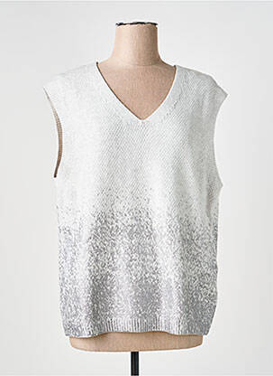 Pull tissage chiné sans manche gris CECIL femme
