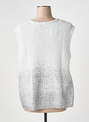 Pull tissage chiné sans manche gris CECIL femme