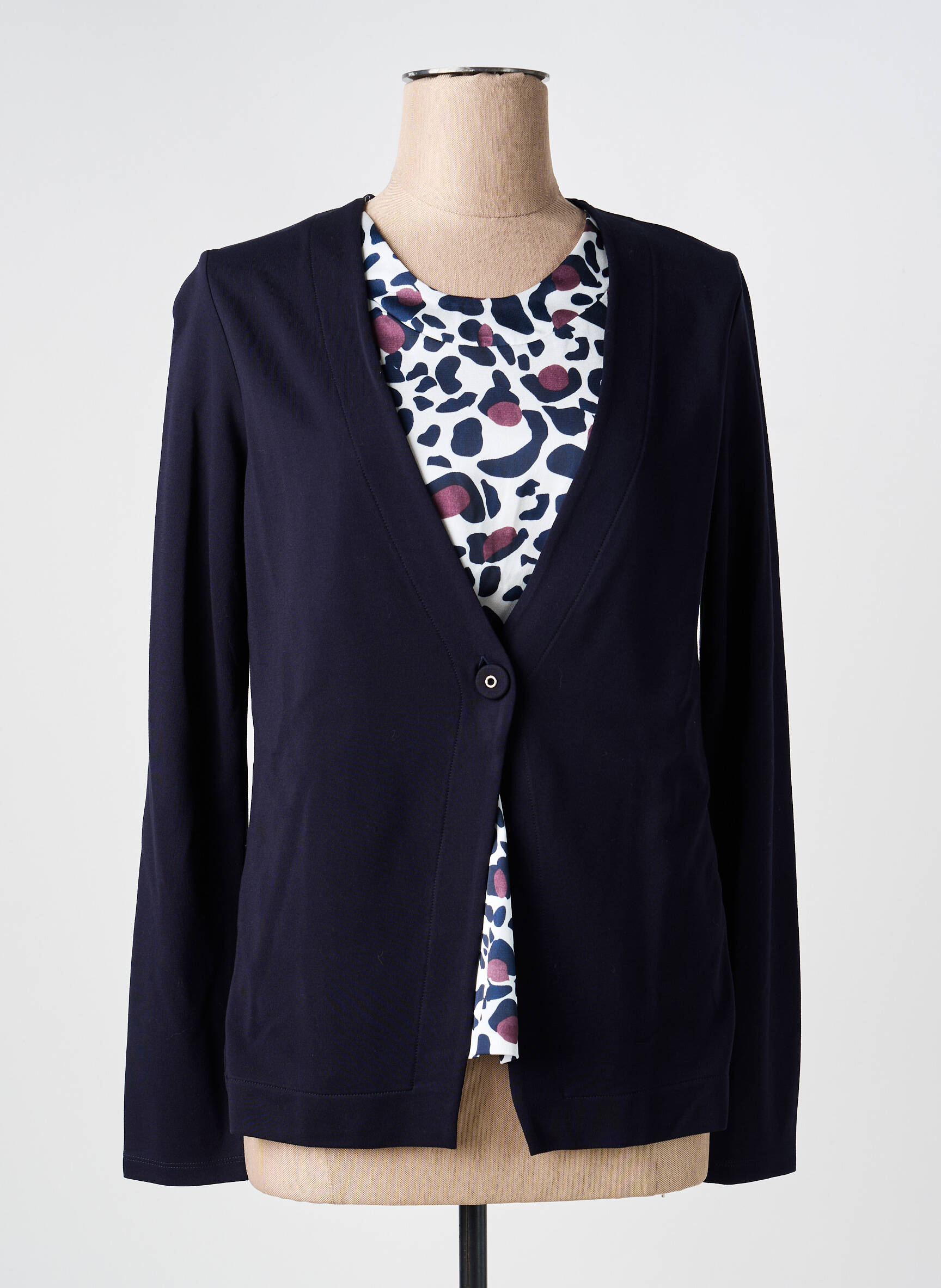 Top tissage jersey manches longues bleu KALISSON femme