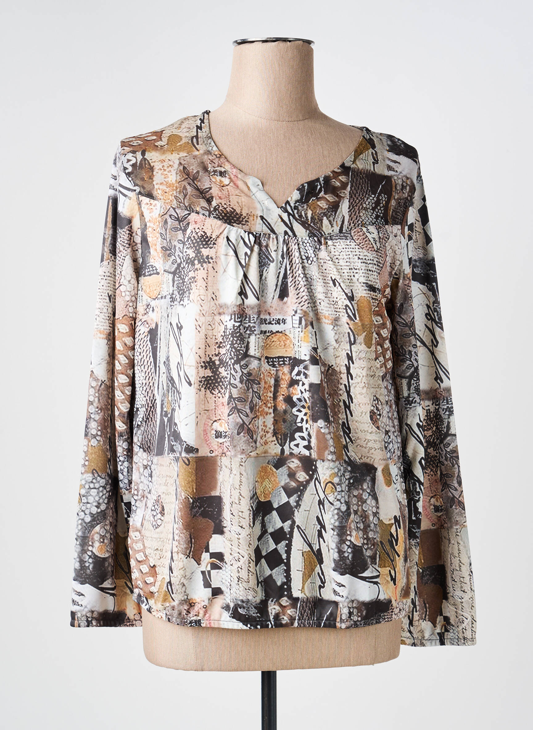 Top tissage jersey manches longues beige KALISSON femme