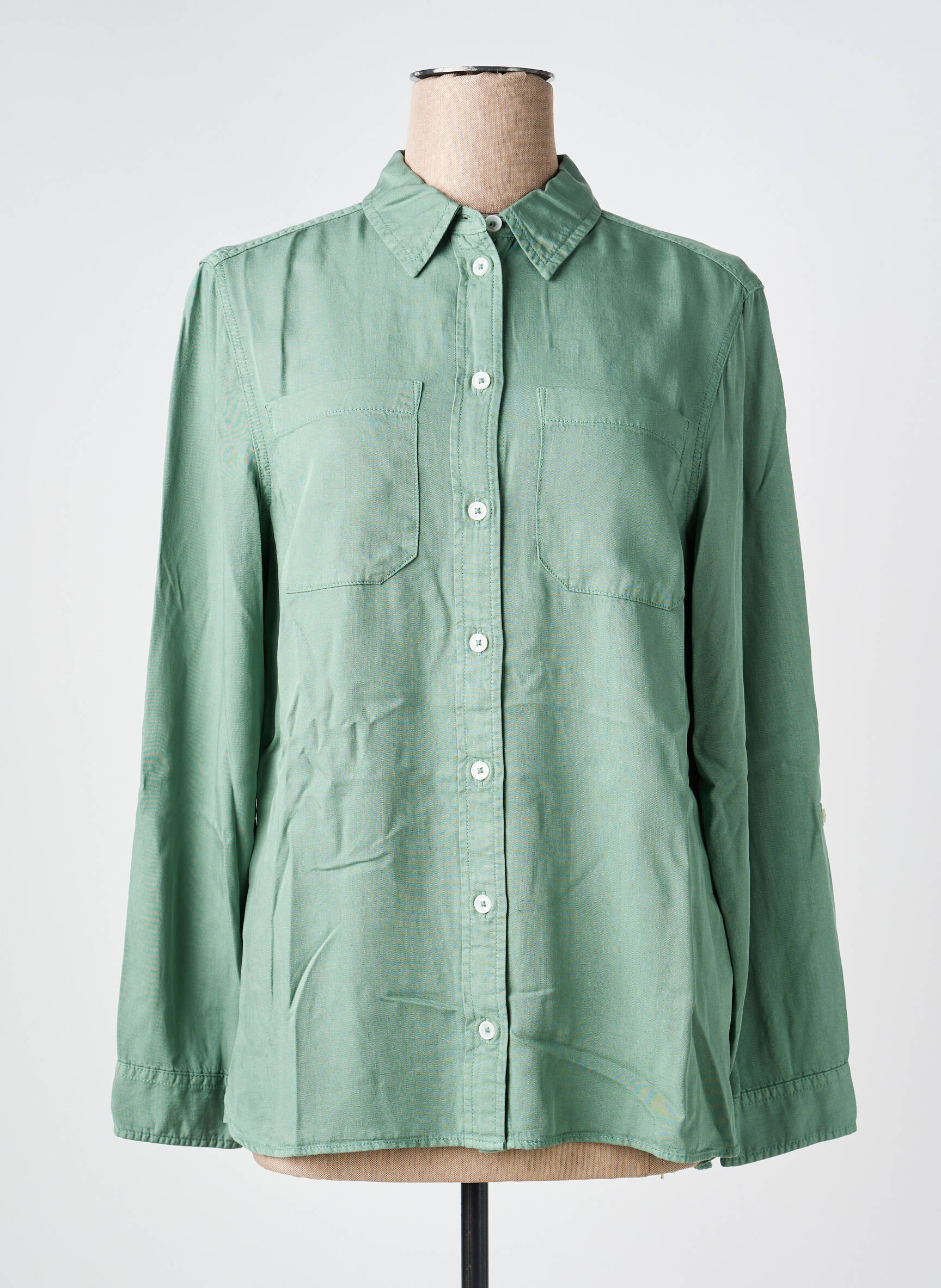 Chemisier coupe droite manches longues vert CECIL femme