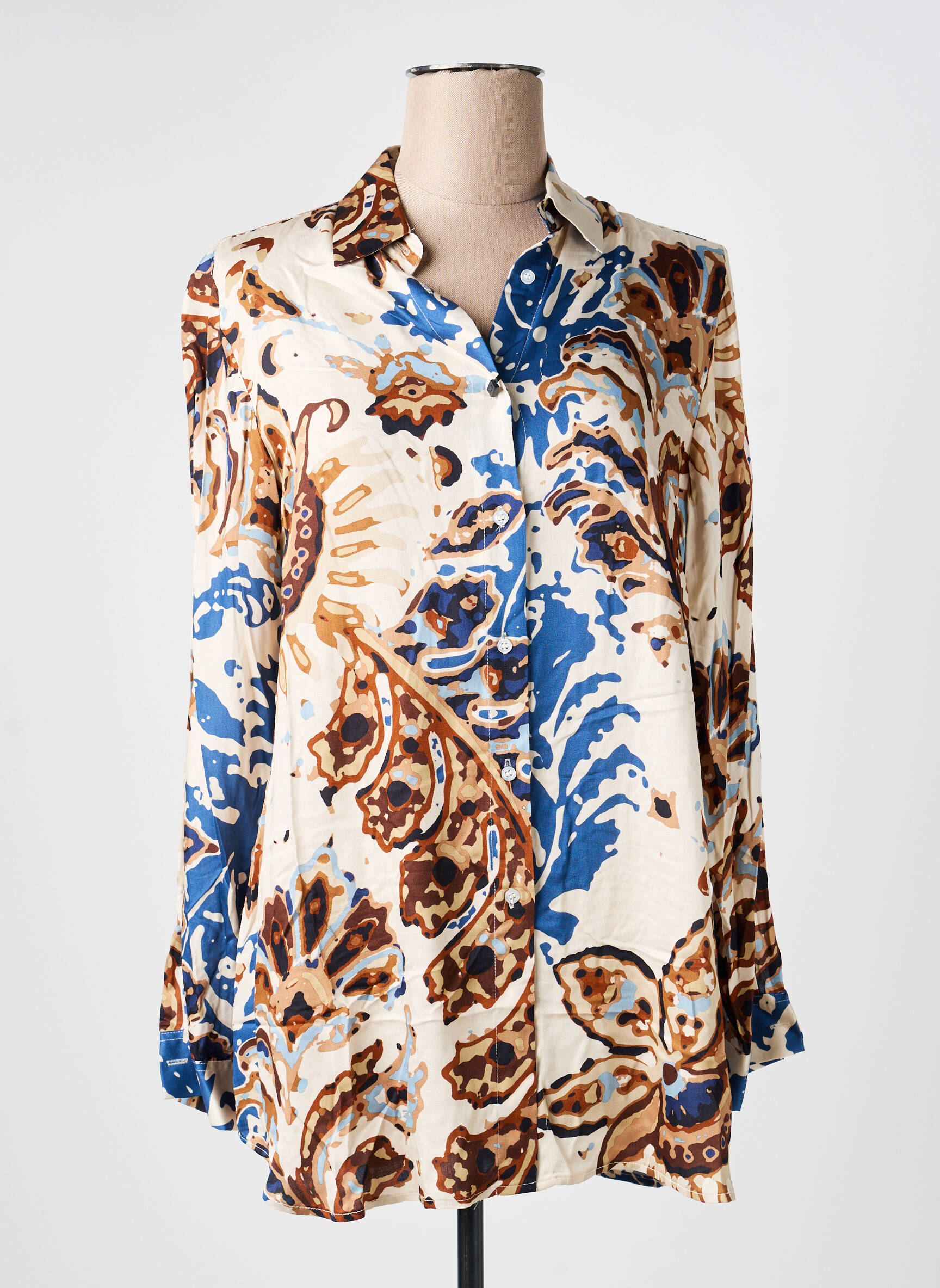 Chemisier imprimé fleurs manches longues beige VLT'S BY VALENTINA'S femme