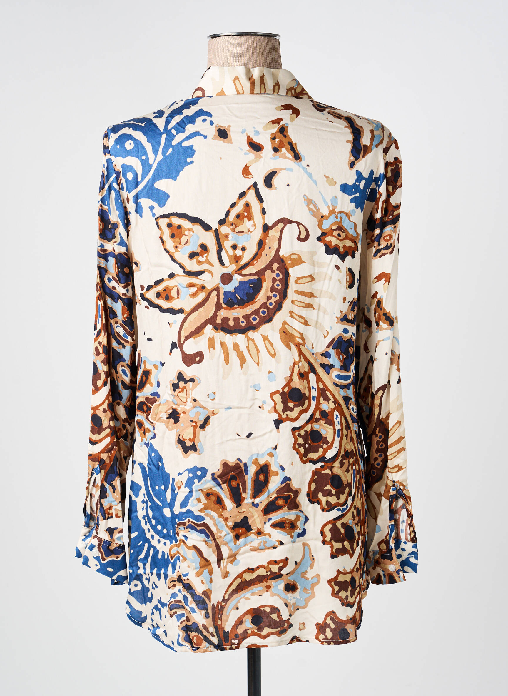 Chemisier imprimé fleurs manches longues beige VLT'S BY VALENTINA'S femme