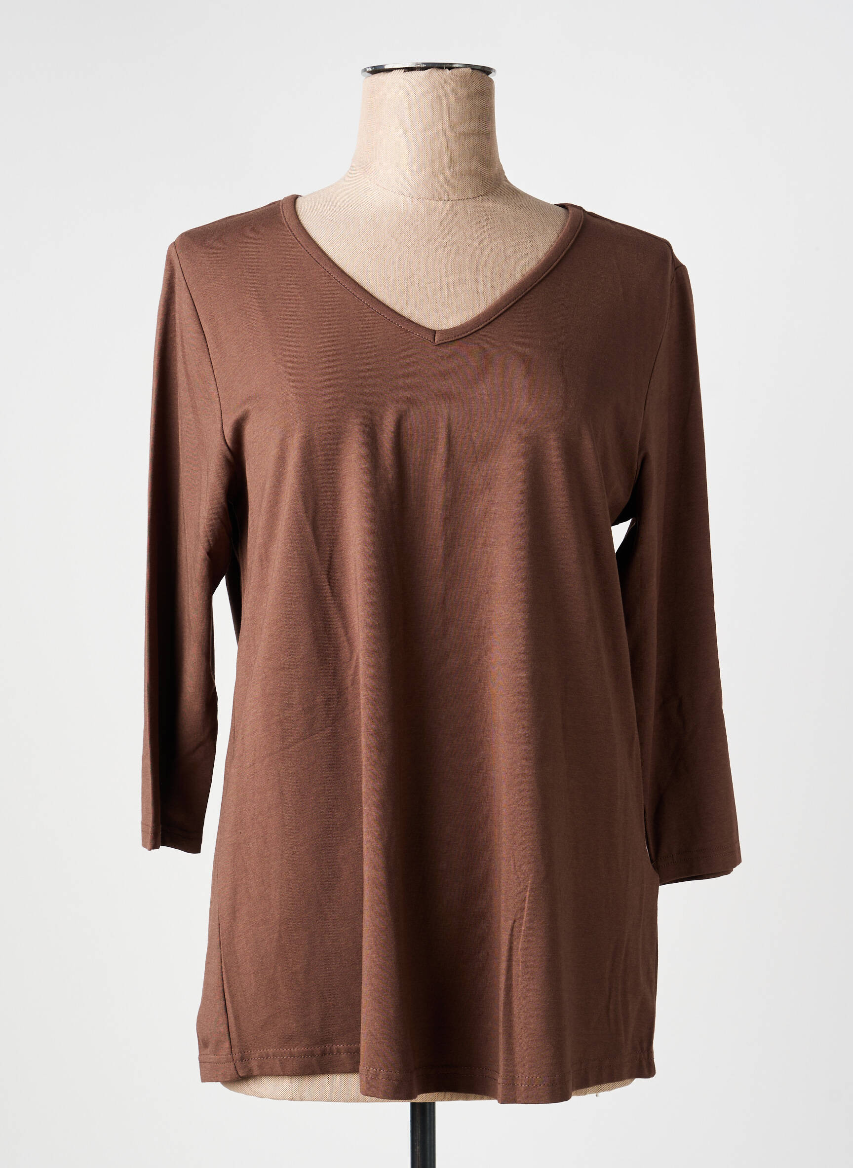 T-shirt manches 3/4 manches 3/4 marron CISO femme