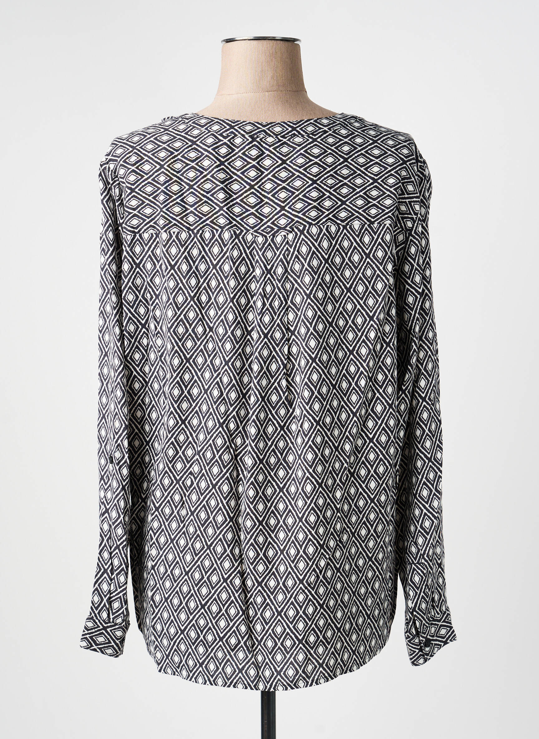 Blouse tissage popeline manches longues noir CECIL femme