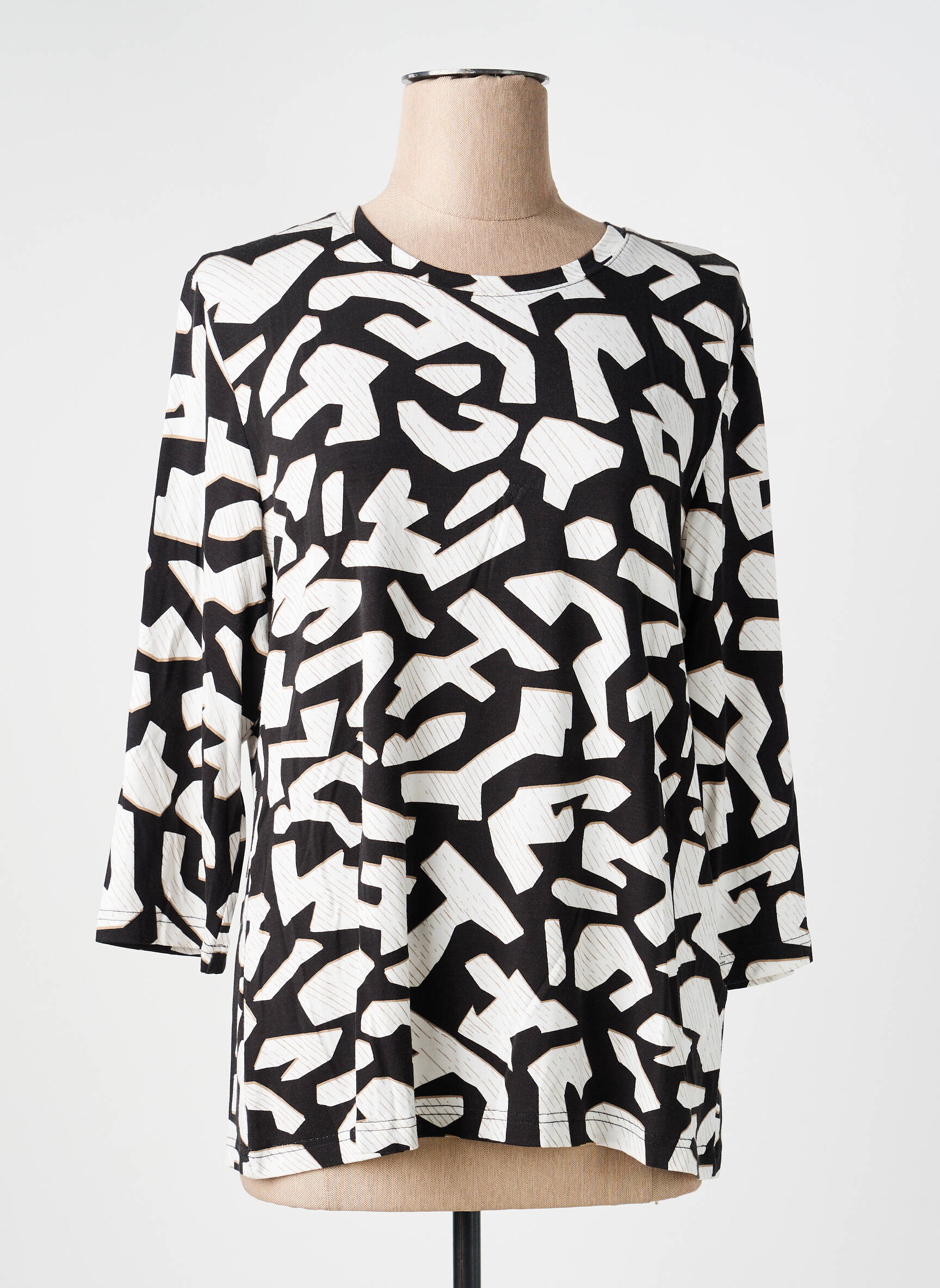 T-shirt manches 3/4 manches 3/4 noir BRANDTEX femme