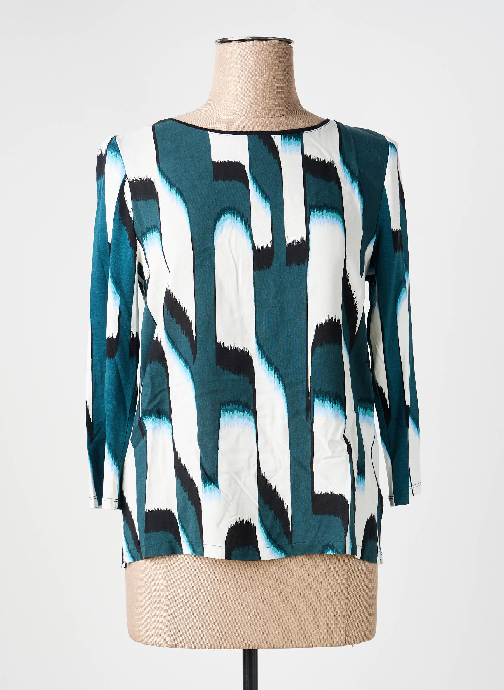 Blouse tissage popeline manches 3/4 vert STREET ONE femme