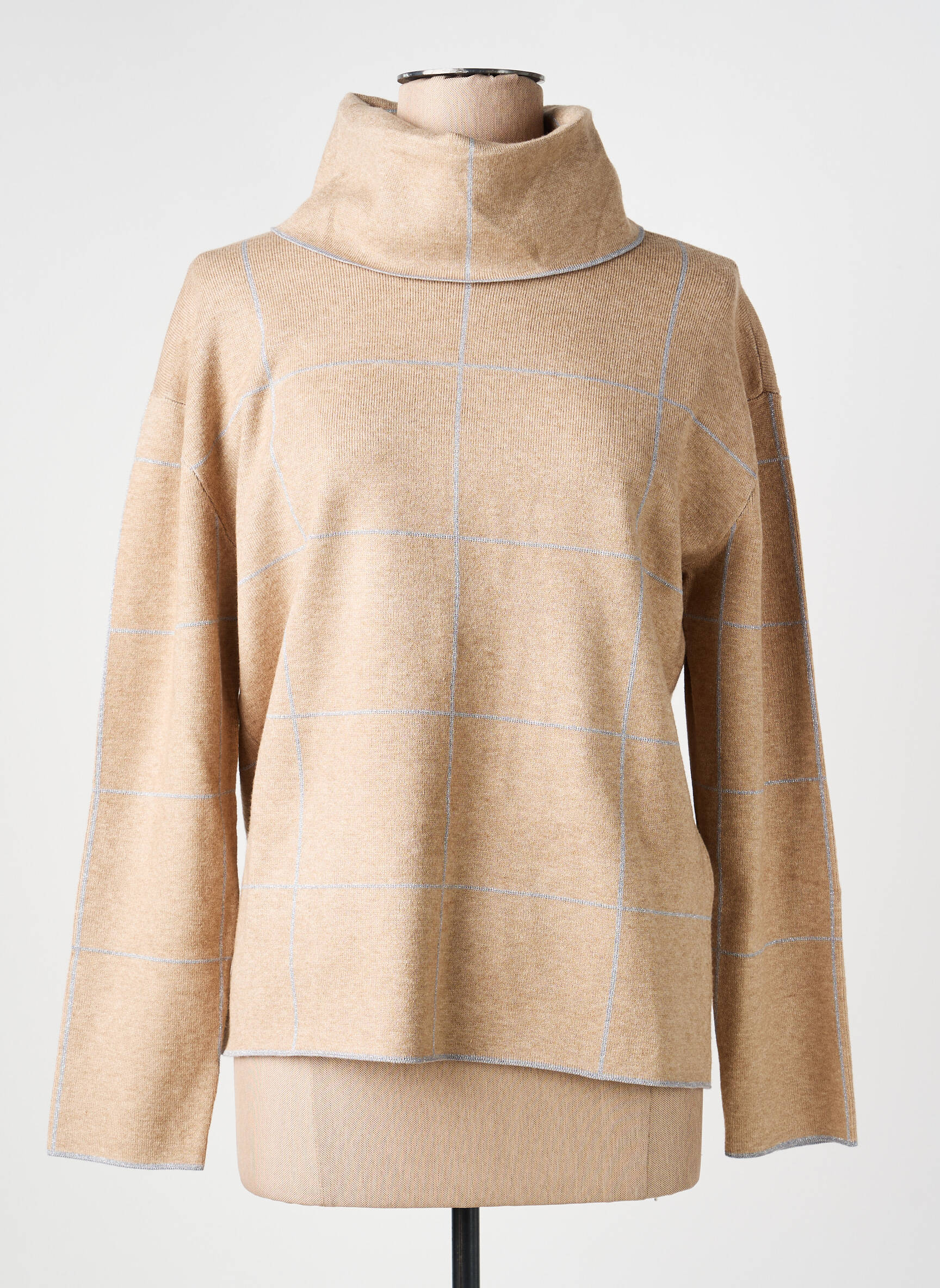 Pull col roulé tissage chiné manches longues beige BETTY BARCLAY femme