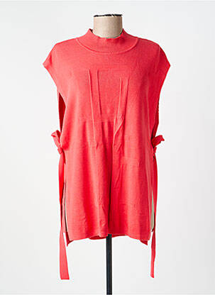 Pull tunique stretch manches courtes rouge WNT COLLECTION femme