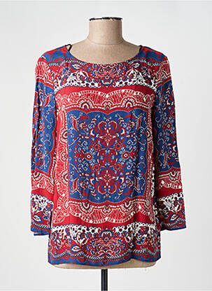 Blouse tissage popeline manches 3/4 rouge OUI femme