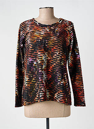 T-shirt manches longues manches longues noir POISSONS BLANCS femme