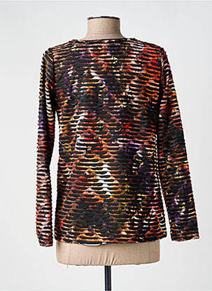 T-shirt manches longues manches longues noir POISSONS BLANCS femme