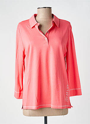 Polo tissage jersey manches 3/4 rose JOY OF LIFE femme