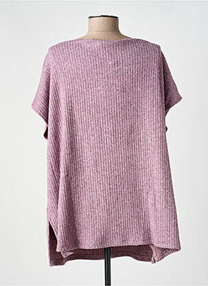 Pull tissage chiné manches courtes violet POISSONS BLANCS femme