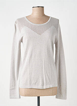 Pull coupe cintrée manches longues argent SOIE POUR SOI femme