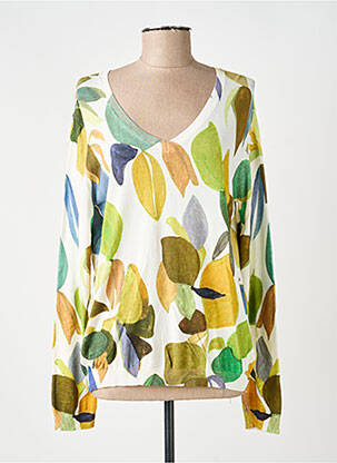 Pull col v manches longues beige ANNA & GABRI femme