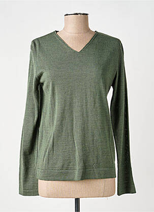 Pull tissage chiné manches longues vert TELMAIL femme