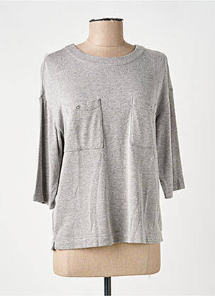Pull tissage chiné manches 3/4 gris PAZ TORRAS femme