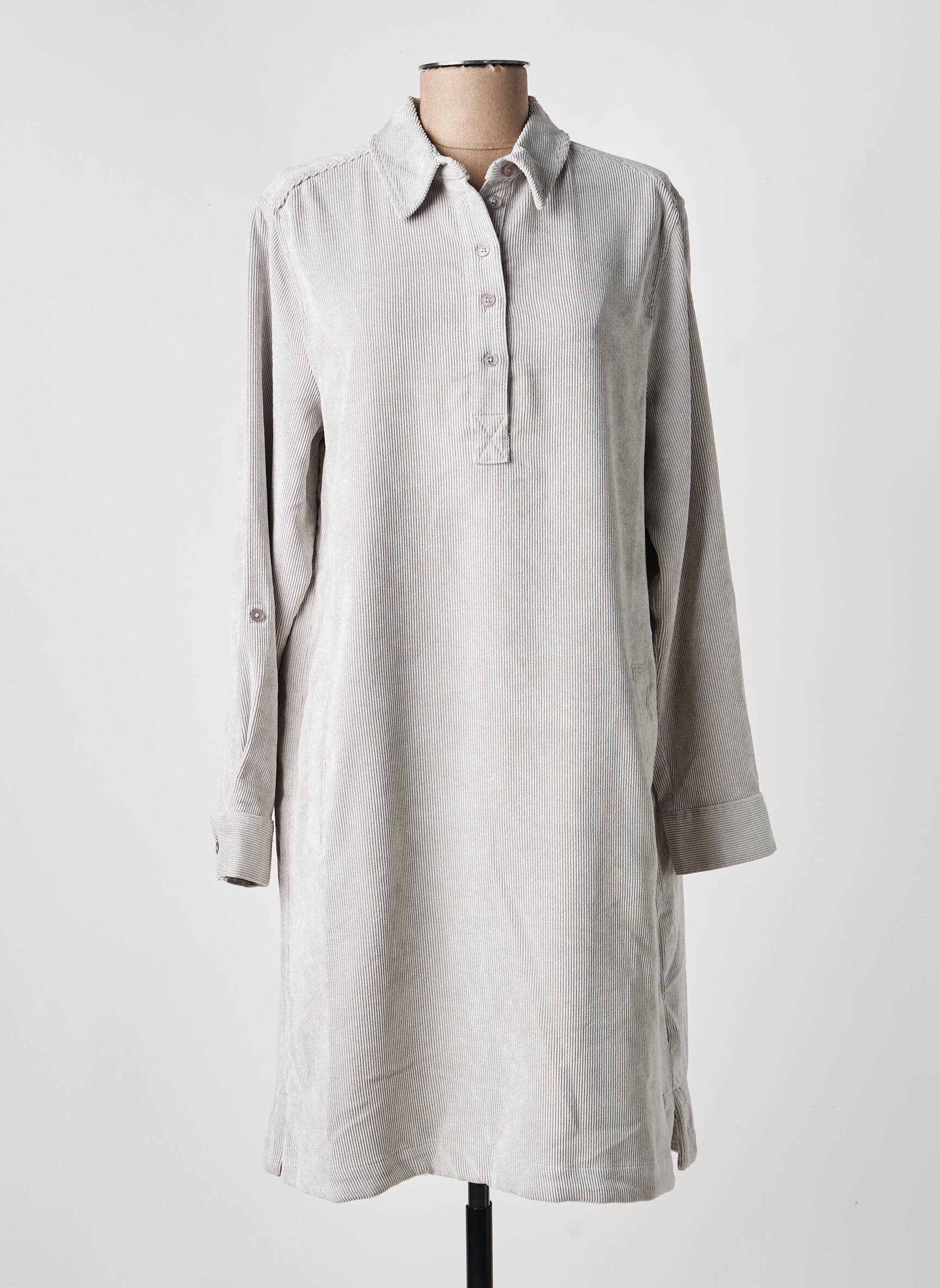 Robe mi-longue manches longues manches longues gris CECIL femme
