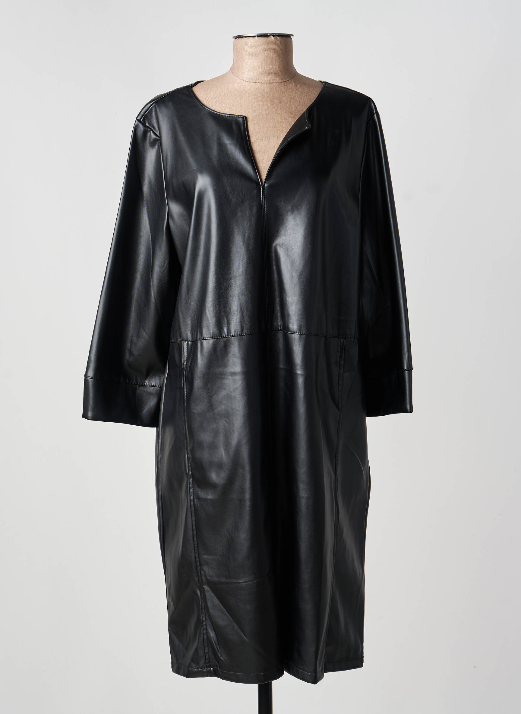 Robe mi-longue manches longues manches longues noir STREET ONE femme