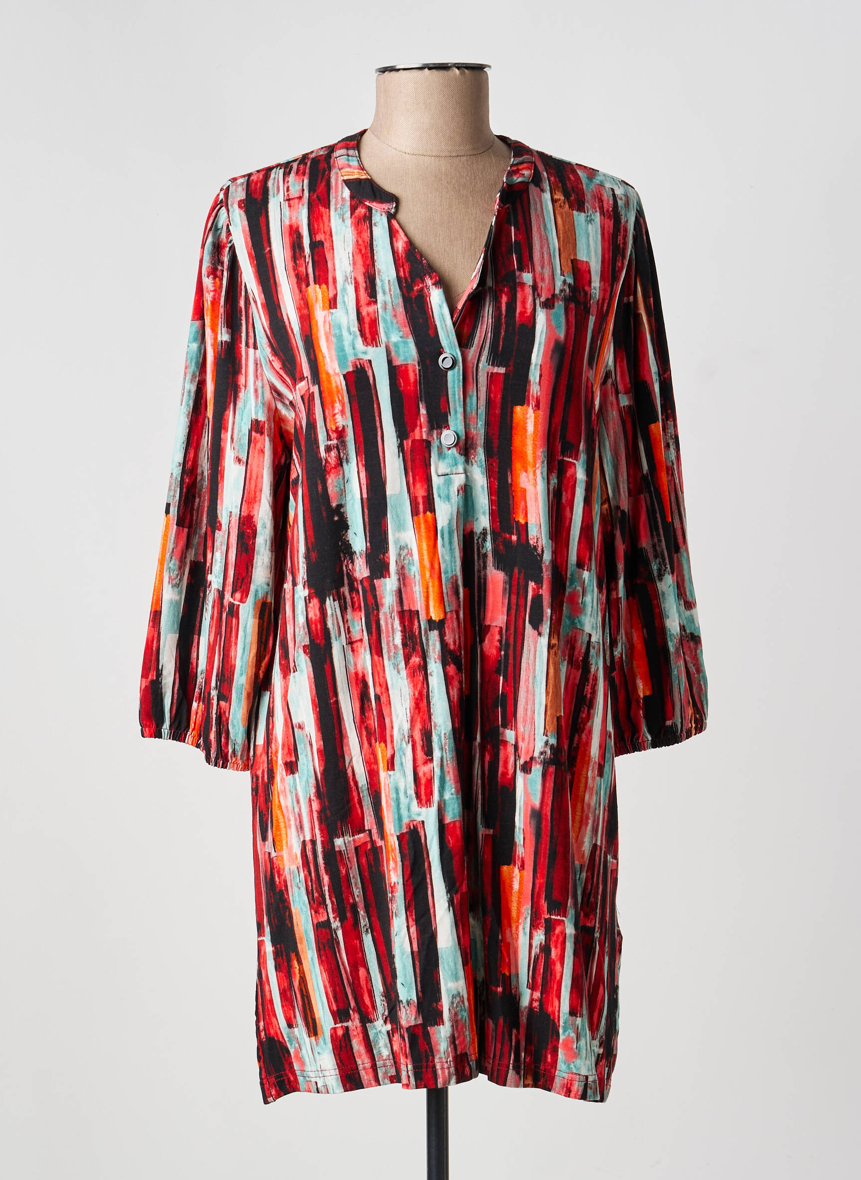 Robe mi-longue manches 3/4 manches 3/4 orange BRANDTEX femme