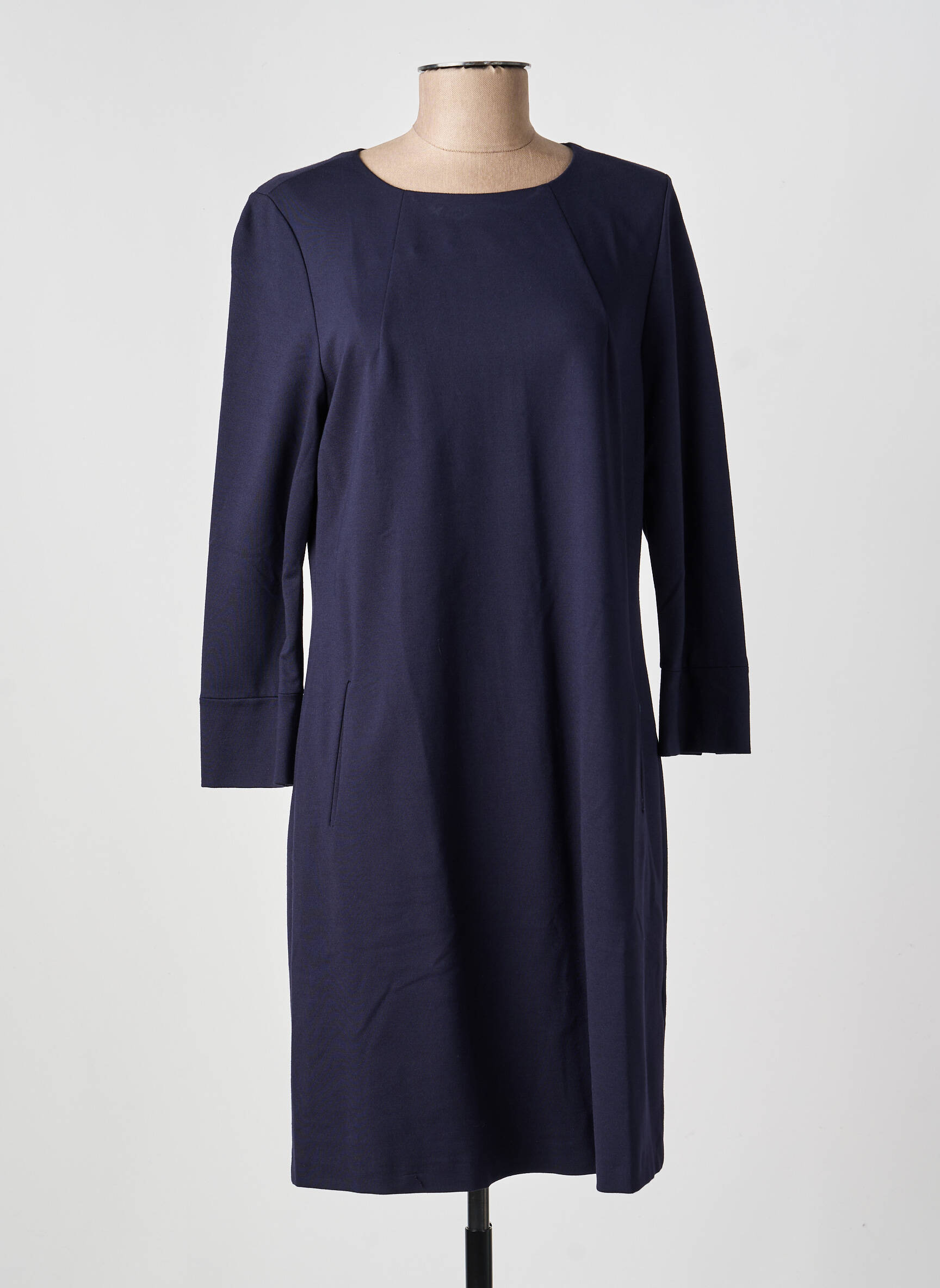 Robe courte fermeture zippée au dos manches longues bleu OUI femme