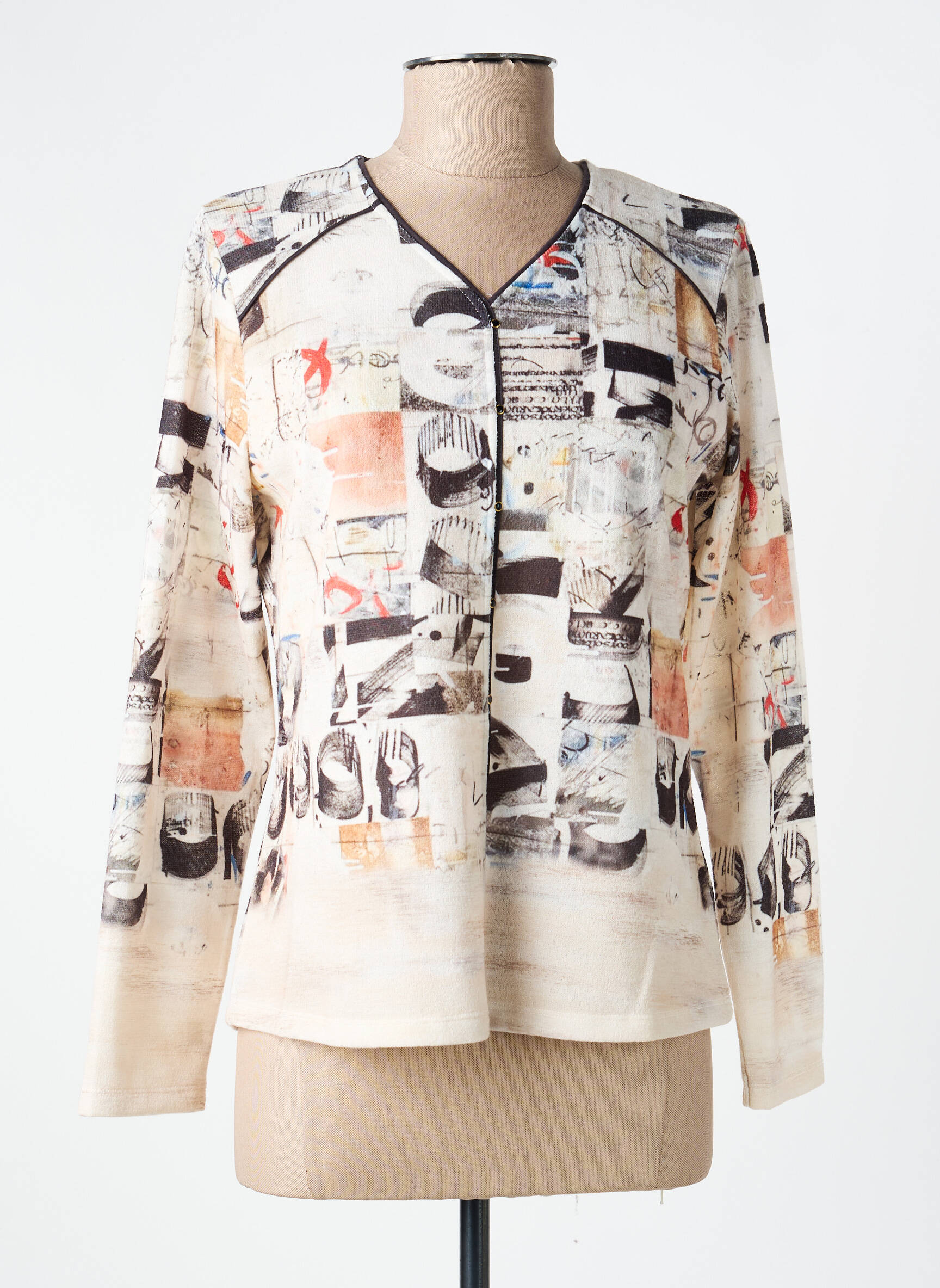 Top tissage jersey manches longues beige KALISSON femme