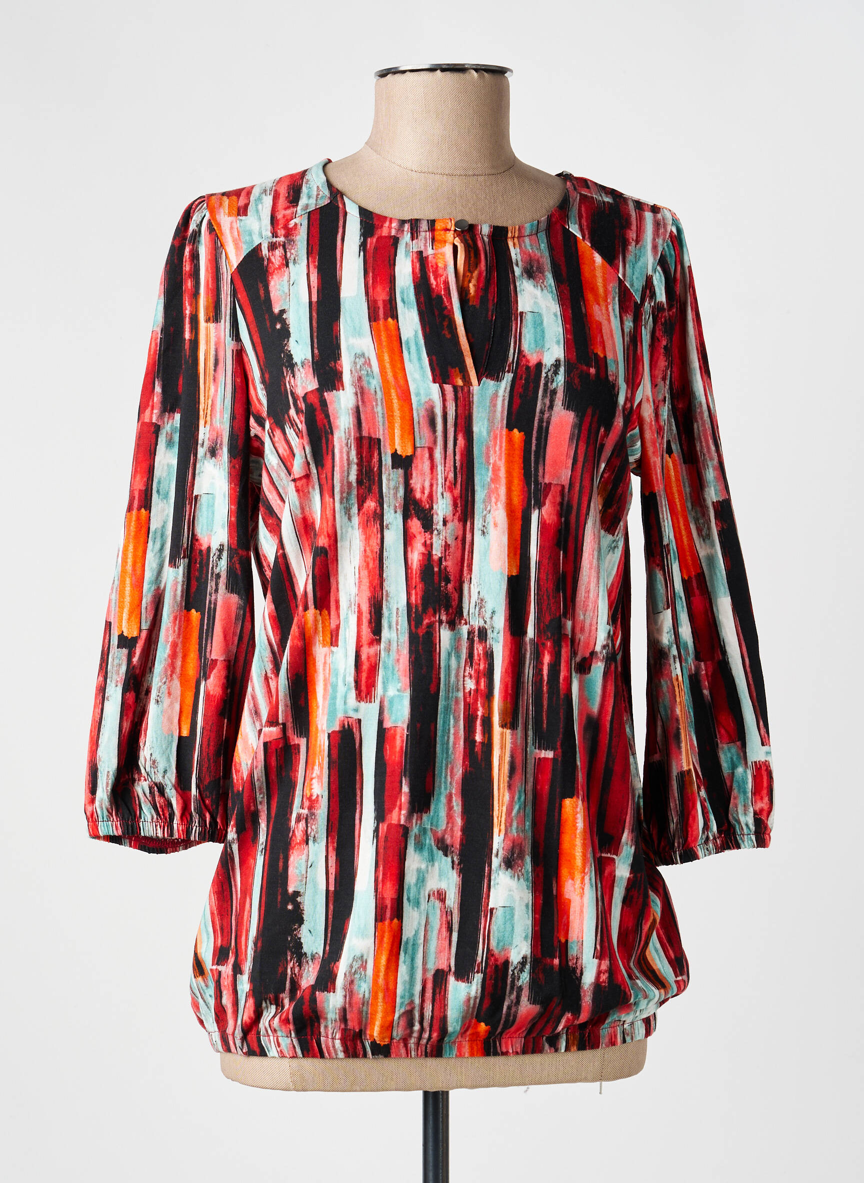 Blouse imprimé fantaisie manches 3/4 orange BRANDTEX femme