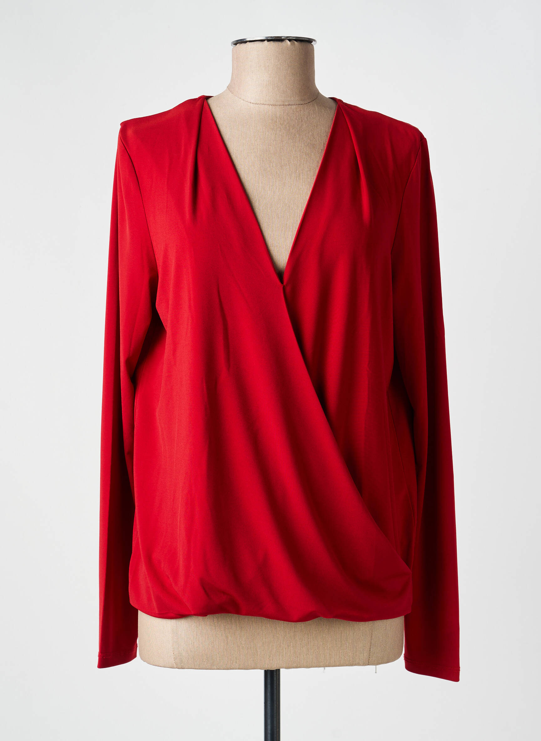 Top tissage jersey manches longues rouge OUI femme