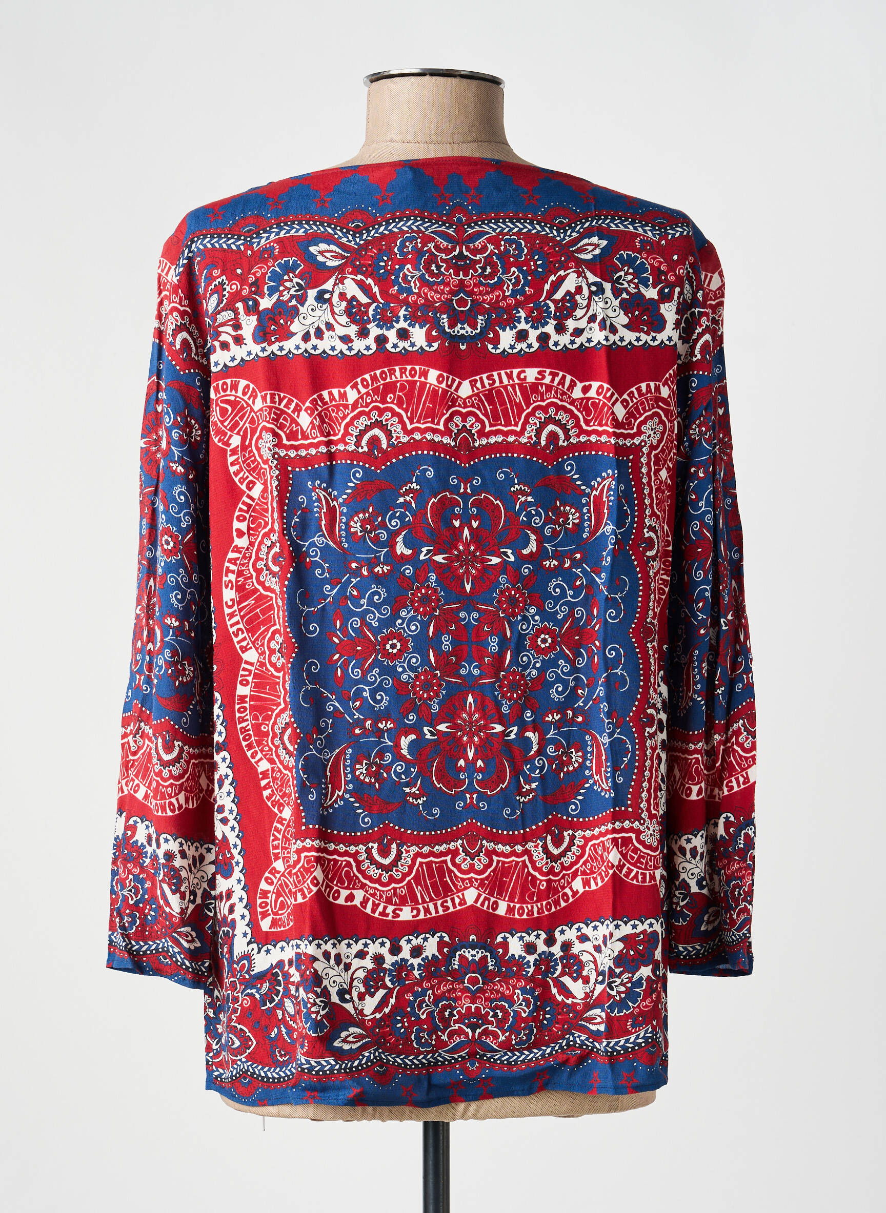 Blouse tissage popeline manches 3/4 rouge OUI femme