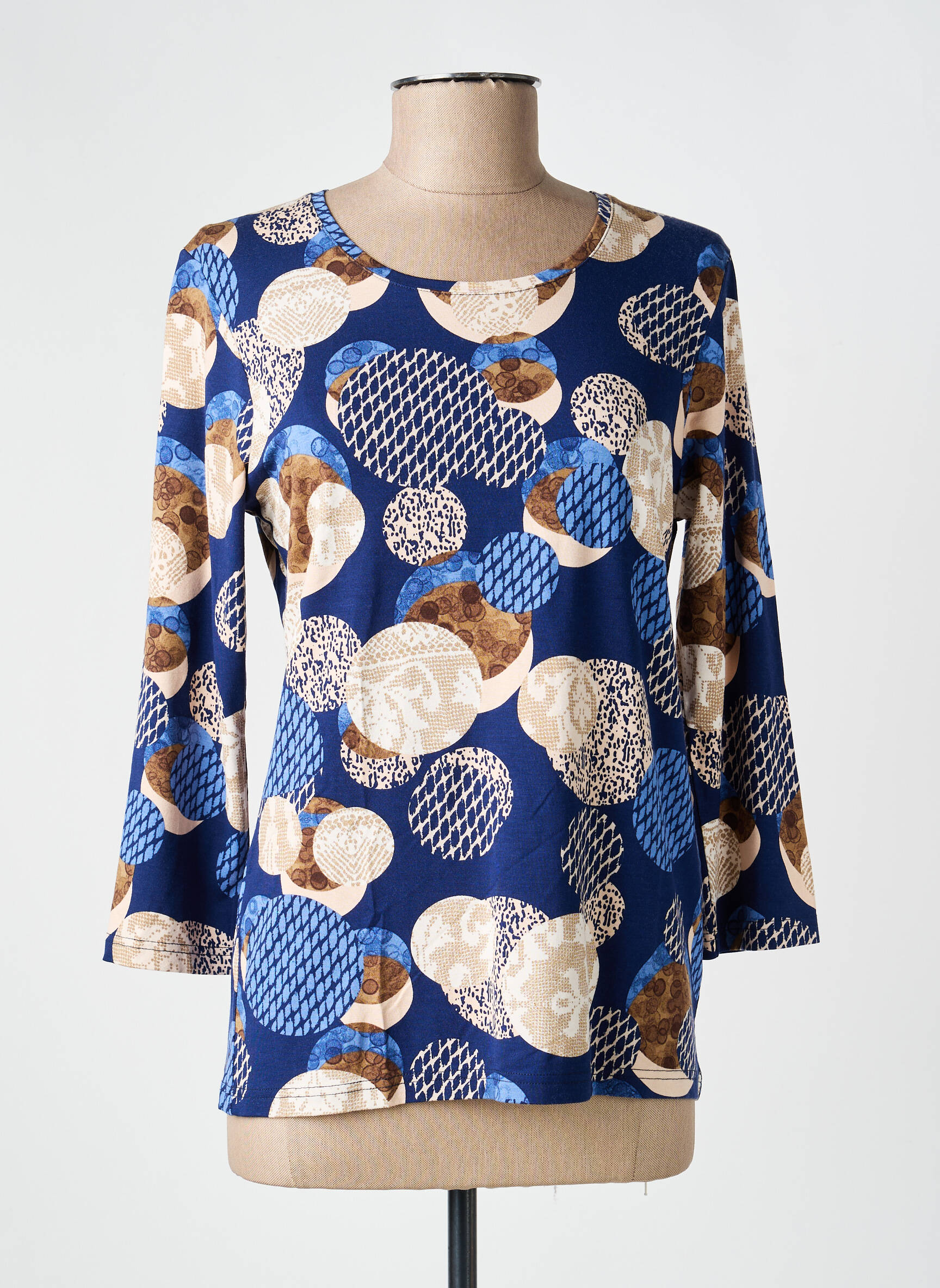 T-shirt manches 3/4 manches 3/4 bleu JOY OF LIFE femme