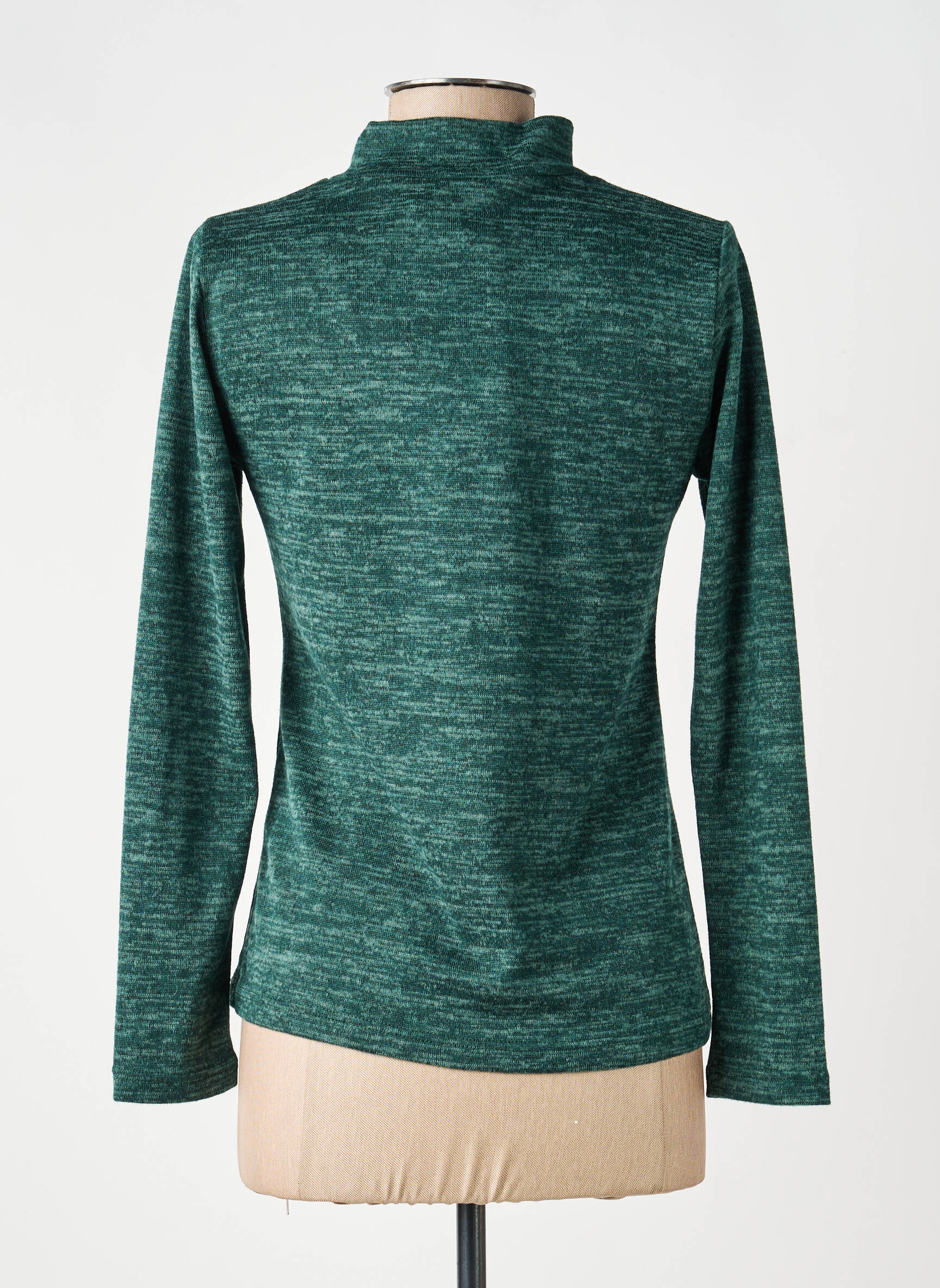 Pull tissage chiné manches longues vert TELMAIL femme
