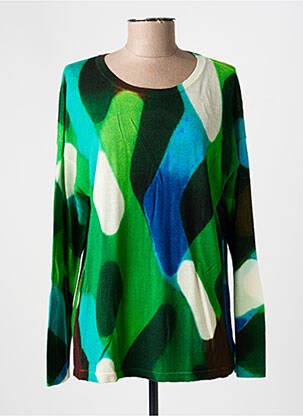 Pull coupe cintrée manches longues vert ANNA & GABRI femme