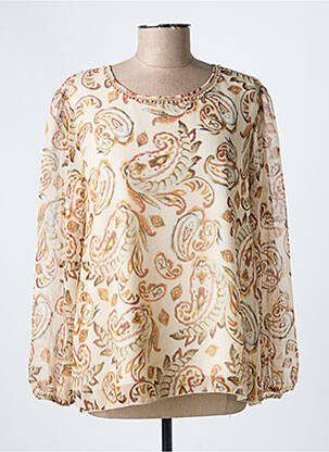 Blouse col rond manches longues beige COMME ÇA femme