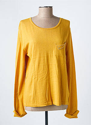 Pull coupe cintrée manches longues jaune SOIE POUR SOI femme
