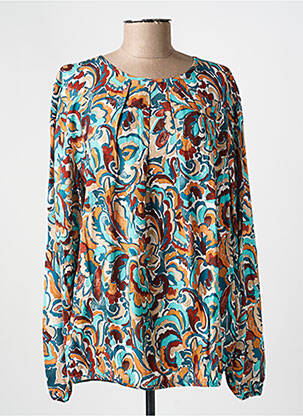 Blouse tissage popeline manches longues bleu HAJO femme