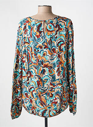 Blouse tissage popeline manches longues bleu HAJO femme