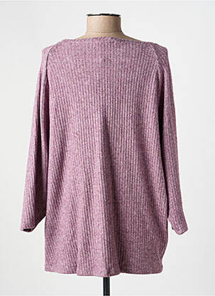 Pull tissage chiné manches longues violet POISSONS BLANCS femme