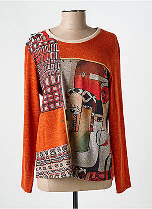 Pull coupe cintrée manches longues orange KALISSON femme