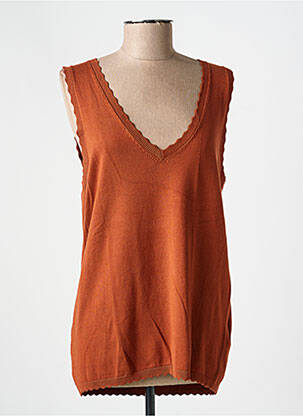 Top stretch sans manche marron OUI femme