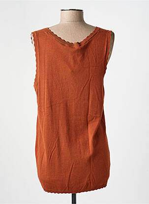 Top stretch sans manche marron OUI femme