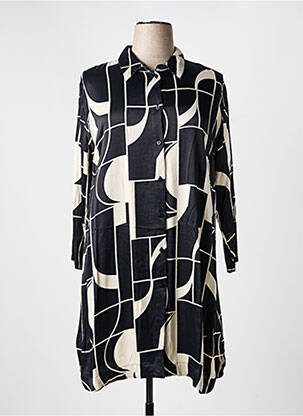 Robe mi-longue coupe fluide manches longues noir CISO femme
