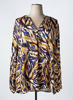 Blouse tissage popeline manches longues marron CISO femme