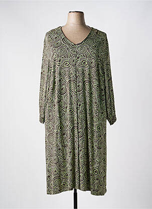 Robe mi-longue imprimé fantaisie manches longues vert CISO femme