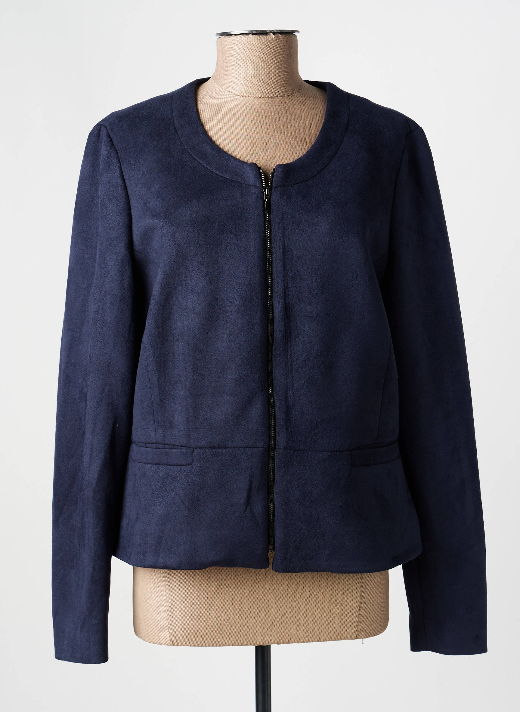 Veste casual tissage suedine bleu GUY DUBOUIS femme