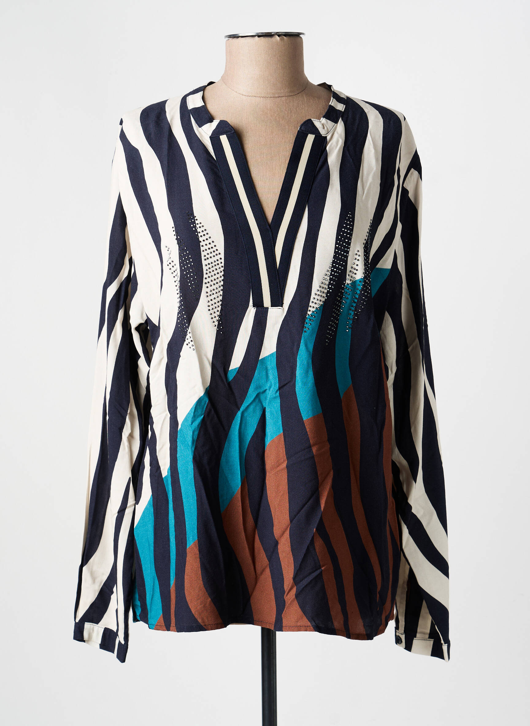 Blouse tissage popeline manches longues bleu BETTY BARCLAY femme