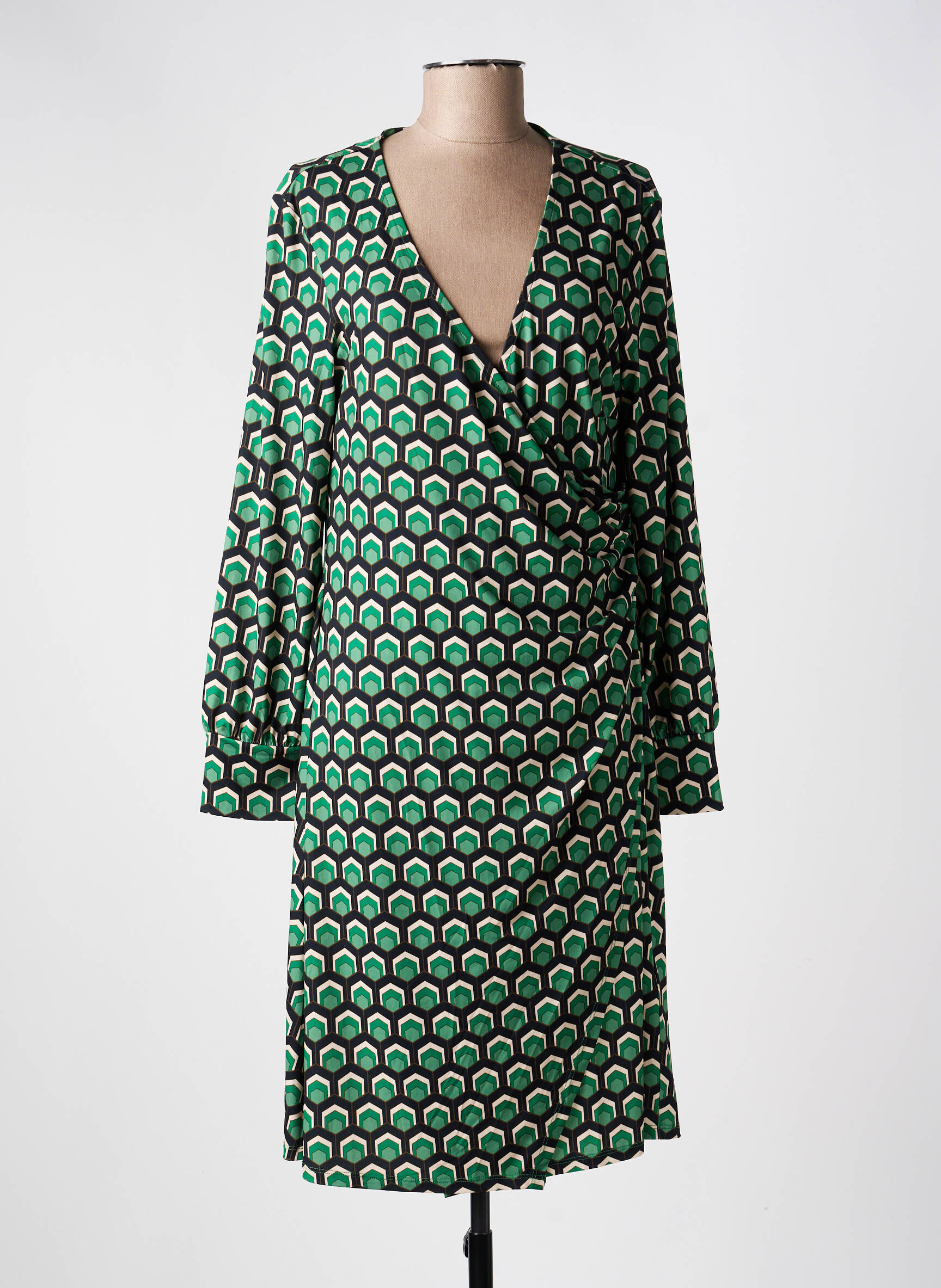 Robe mi-longue manches longues manches longues vert OUI femme