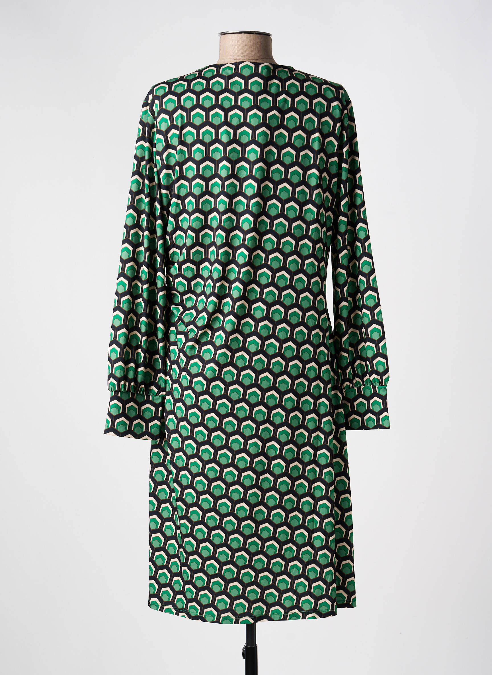 Robe mi-longue manches longues manches longues vert OUI femme