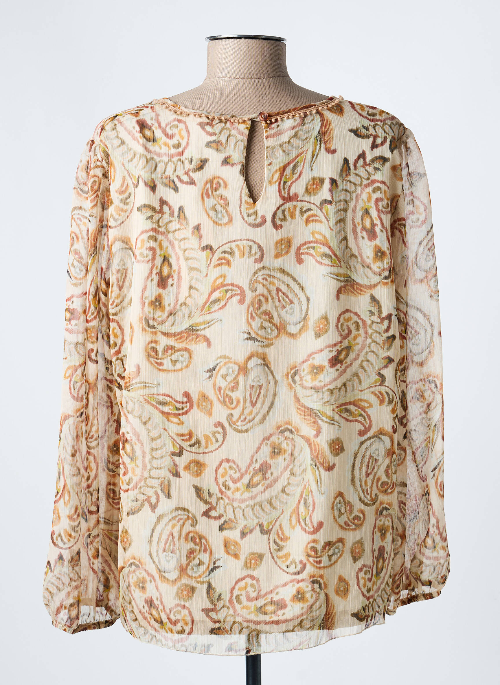 Blouse col rond manches longues beige COMME ÇA femme