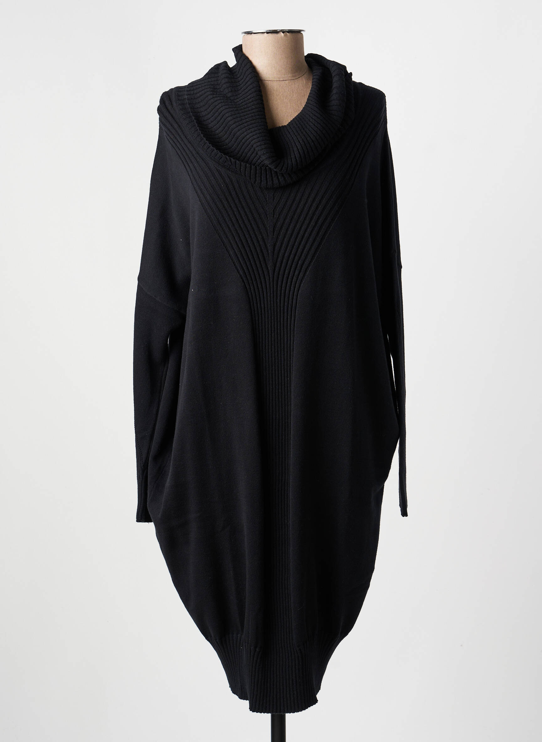 Robe pull resserrée sur le bas manches longues noir MARBLE femme